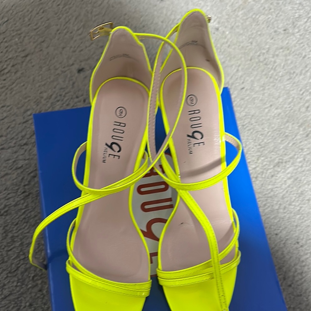 Rouge Helium Neon Yellow Women's Strappy Heels